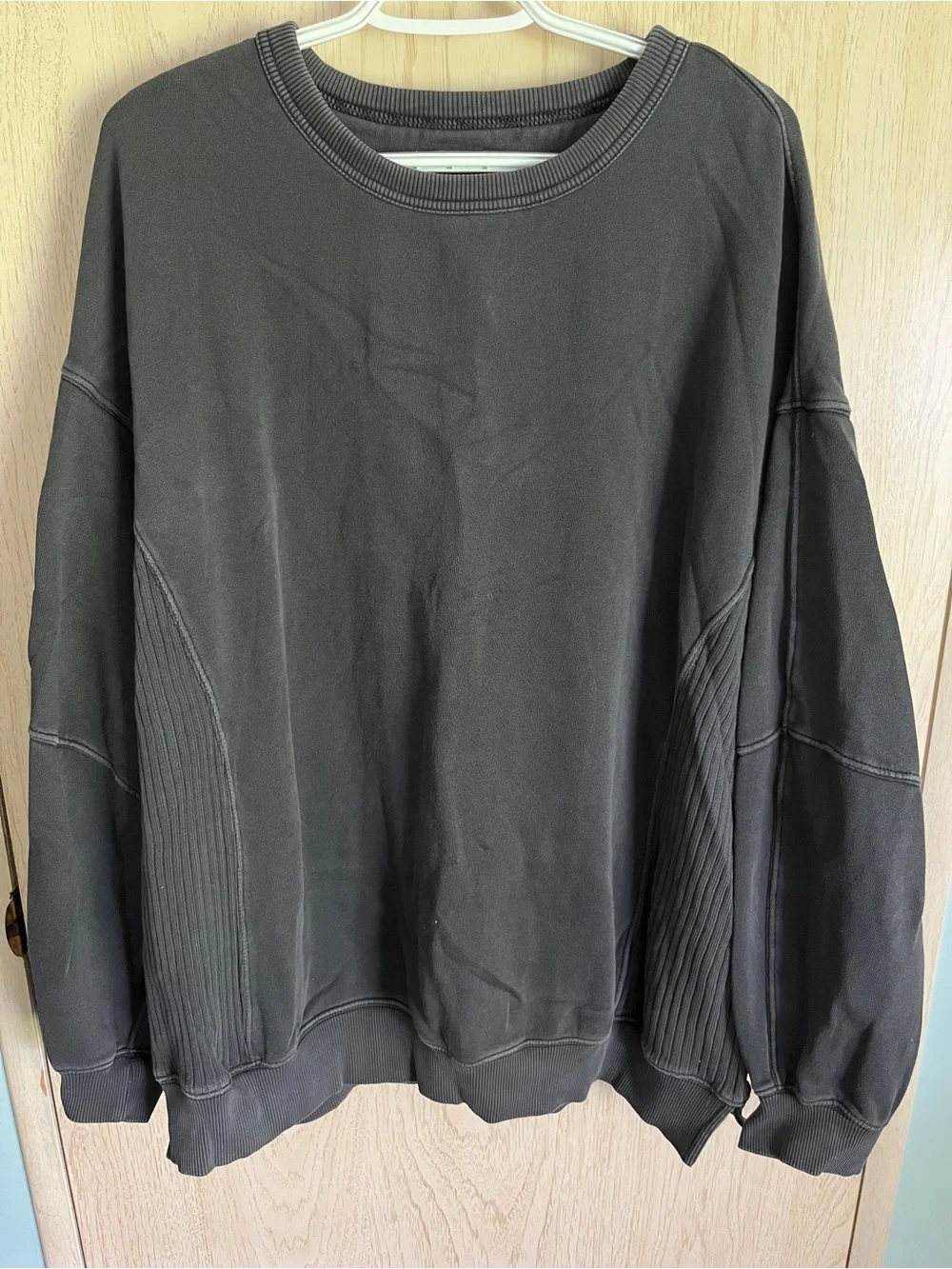 AERIE TRES CHIC SWEATSHIRT RADIANCE OVERSIZED FIT CREWNECK DARK GRAY Sz Large